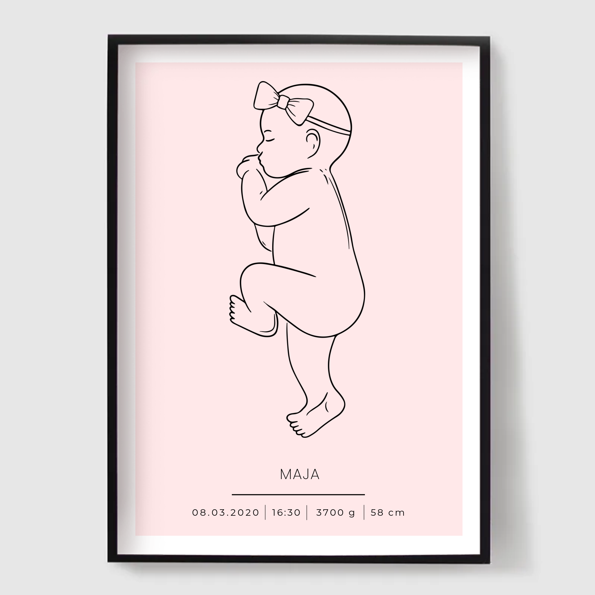 Plakat - Fødselsplakat / Rosa / Personlig