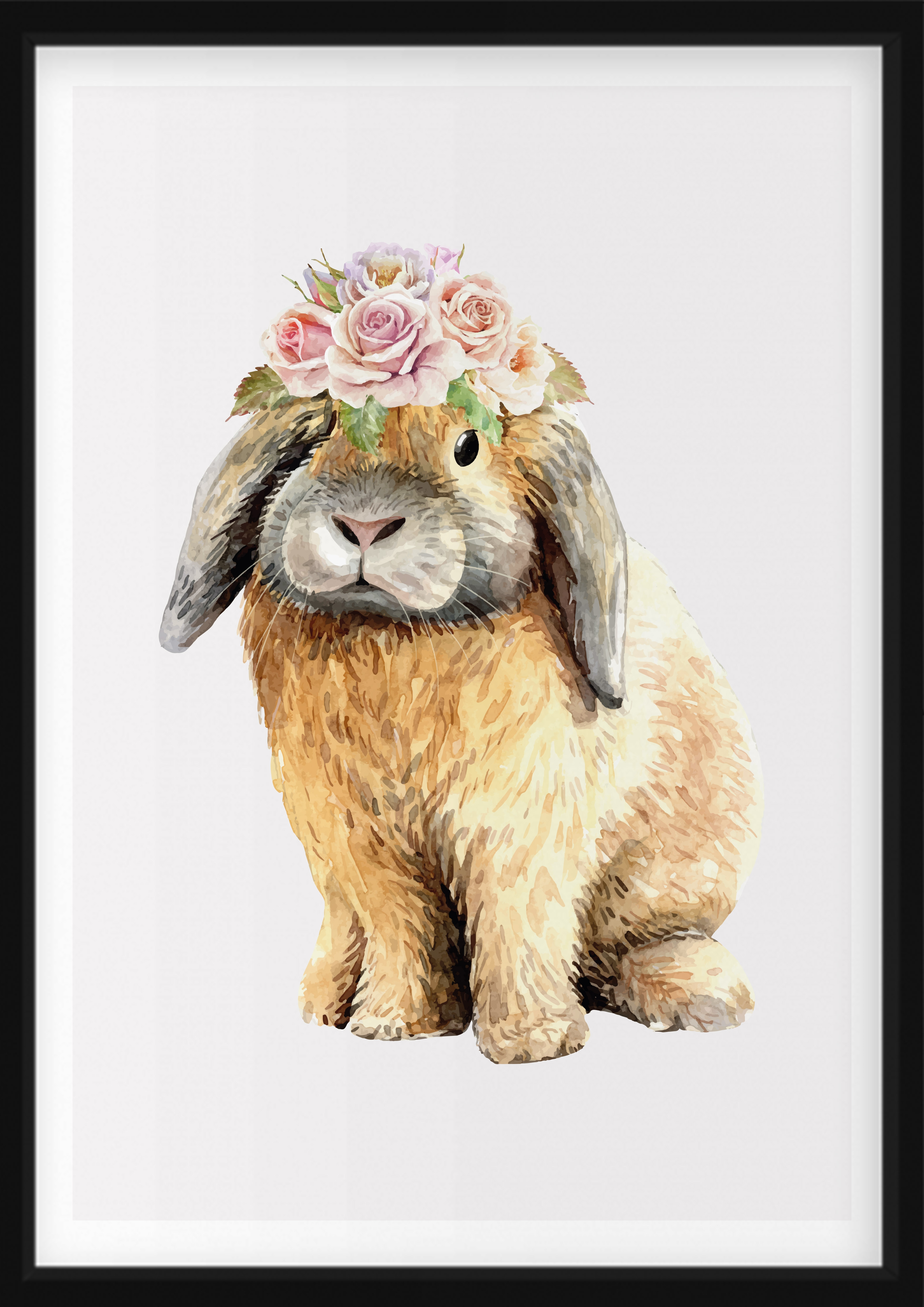 PLAKAT – Kanin med blomster på hodet
