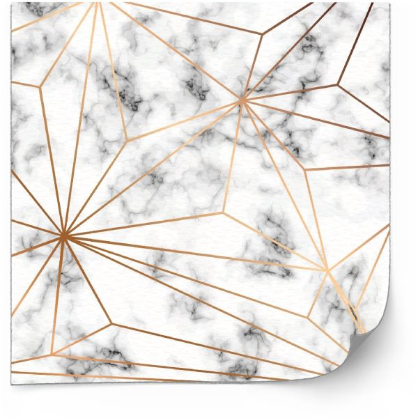Selvklebende fliser - Marmorteksturdesign med gylne geometriske linjer / 24 stk