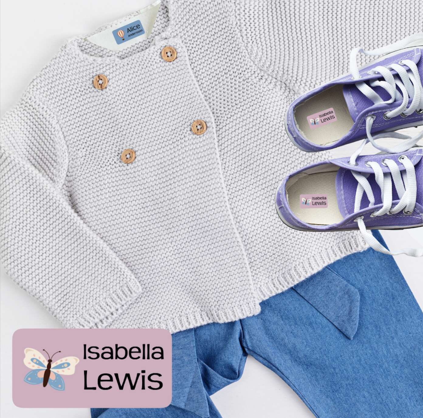 70 stk selvklebende navnelapper - 30x13mm