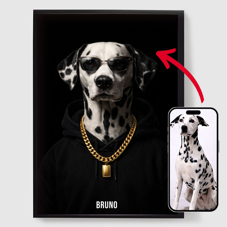Personalisert Plakat - Gangster Kjæledyrportrett - AI Plakat