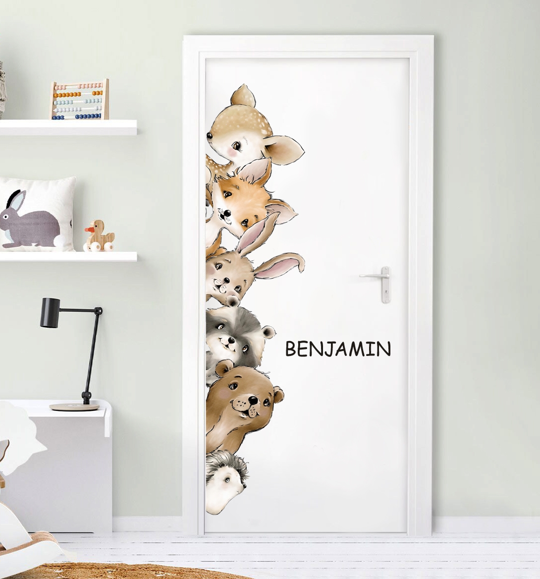 Dørklistremerke - Kikkende dyr / 02  / egendefinert tekst