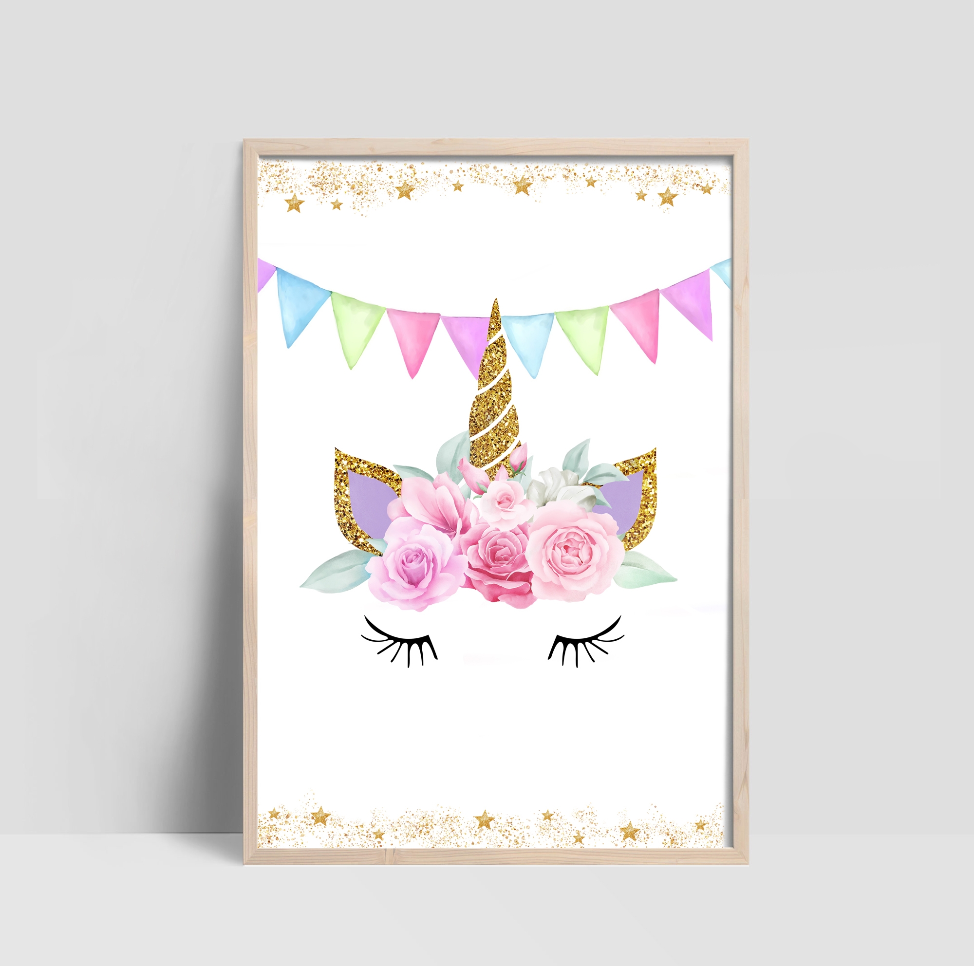 Plakat - Enhjørning Horn og blomster