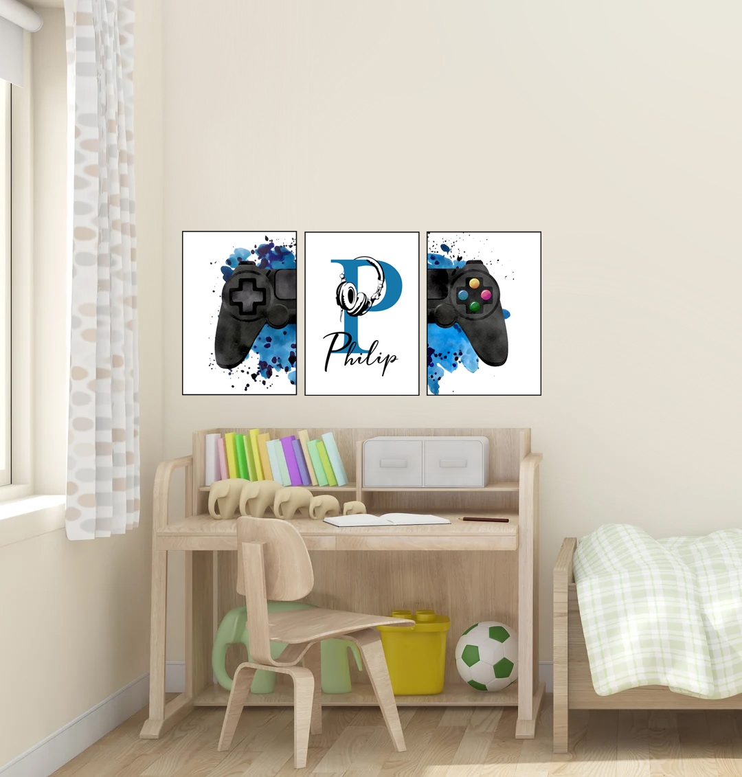 Plakater - PlayStation / Gaming / personlig tilpasset / Sett med 3