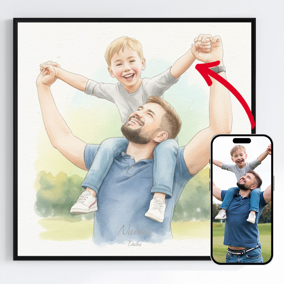 Personalisert Plakat - Akvarellportrett – Kvadratisk AI Plakat