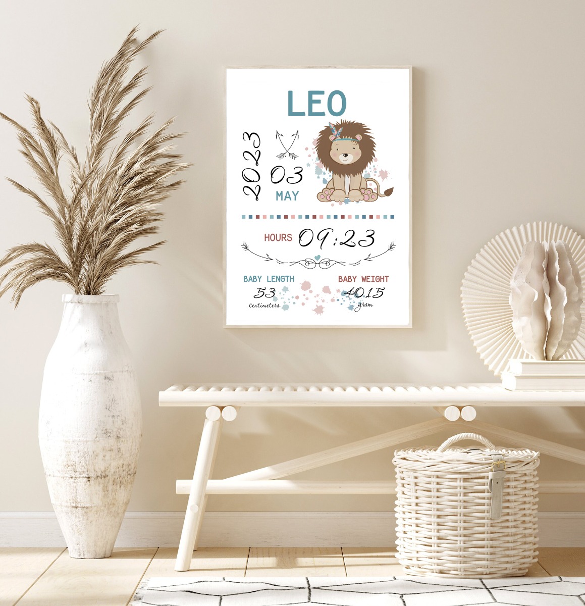 Plakat - Fødselsplakat – Løve / Personalized