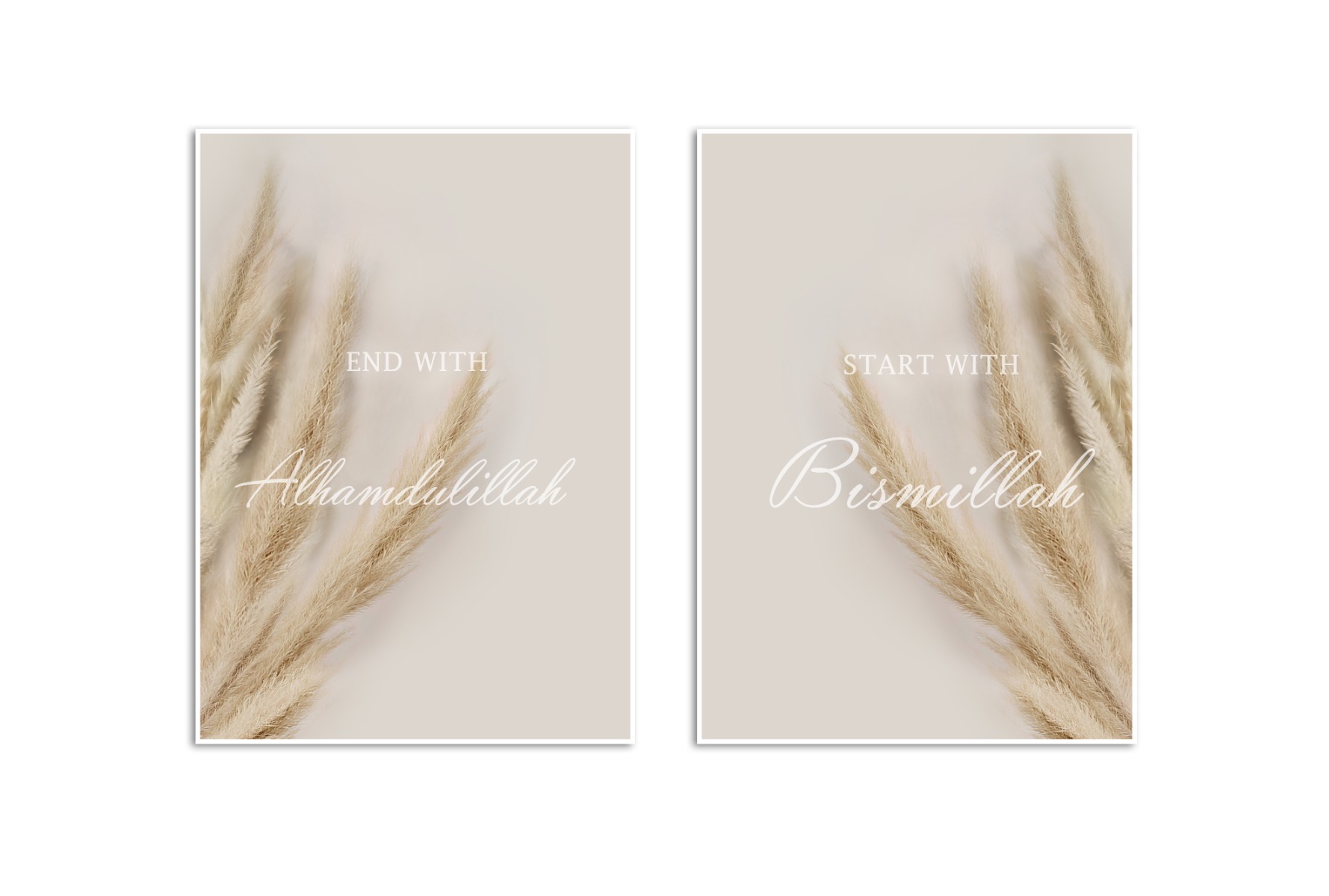 Plakater - Islamsk Bismillah Grass Beige Boho / Sett med 2