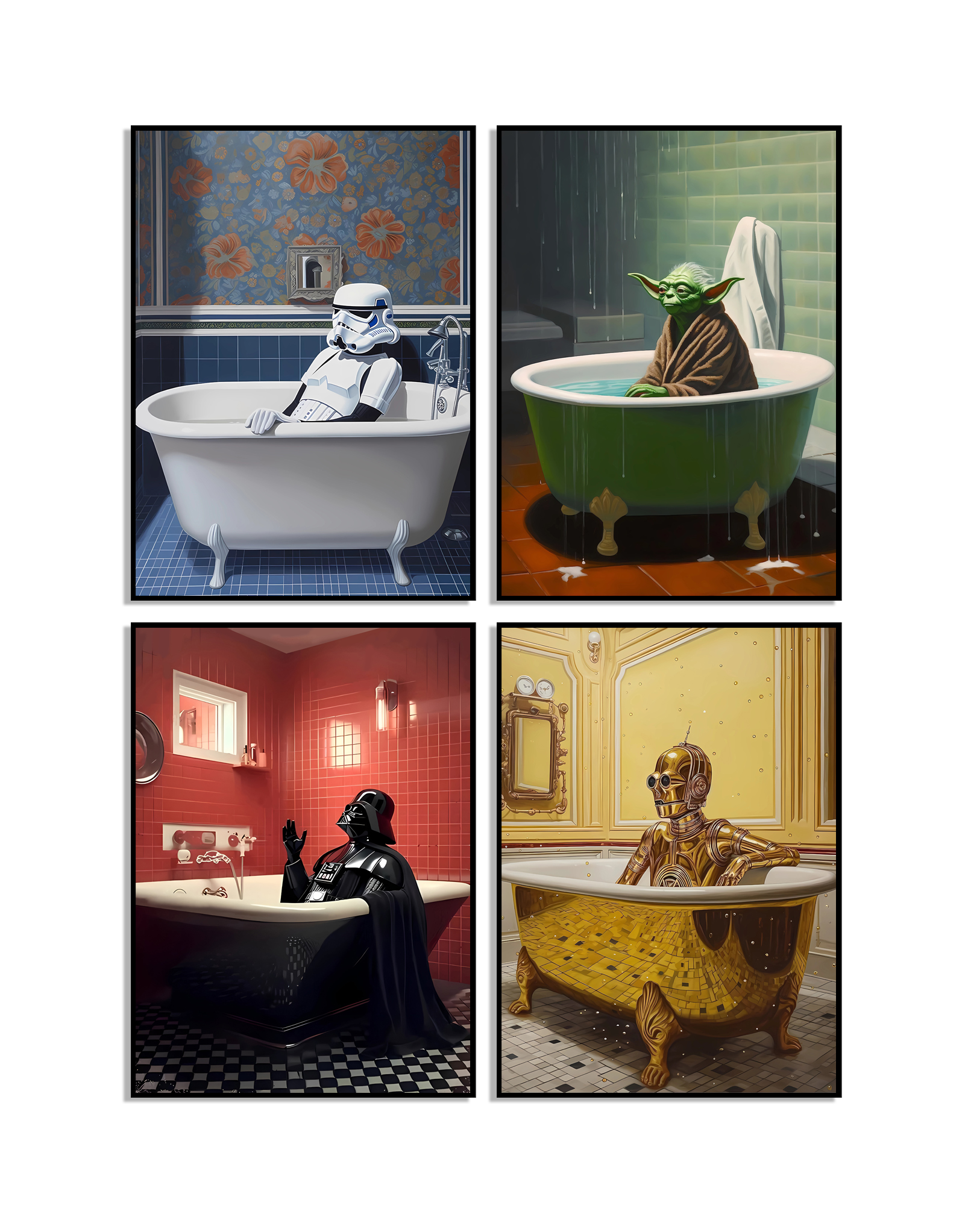 Star Wars-figurer i badekar plakat sett av 4