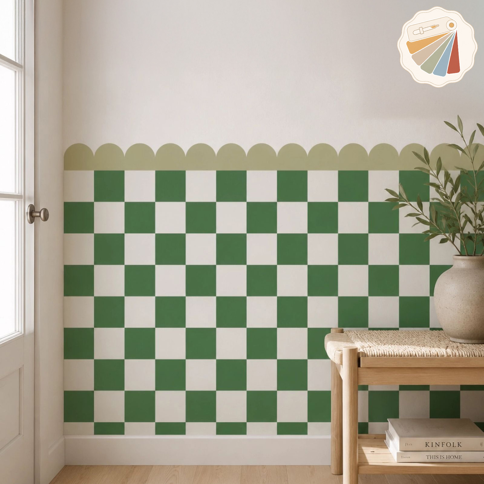 Halvvegg Skrell & Stikk Tapet / Rutet skalldesign
