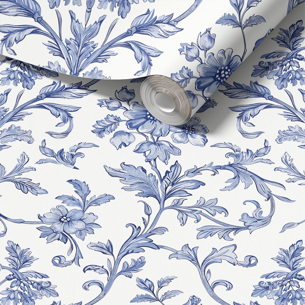 Kontaktpapir - Blått Blomsterdesign