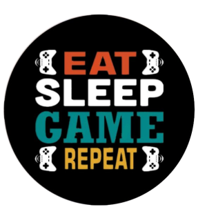 Veggklistremerke - Eat  Sleep Game Repeat / Joysticks / Runde