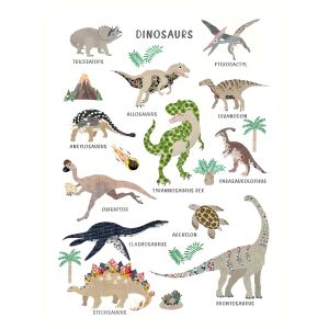 Plakat - Boho Dinosaurs med navn