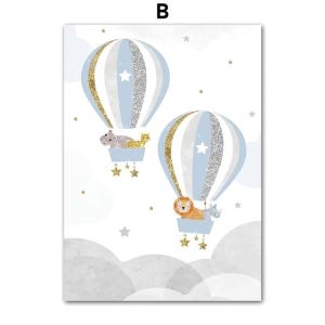  Plakat - Dyr i luftballonger / Blå