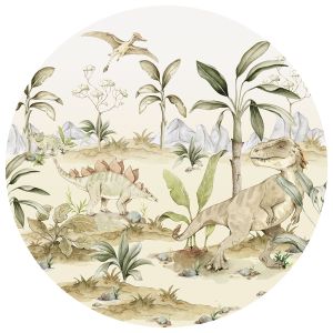 Veggklistremerke - Dino verden i en sirkel
