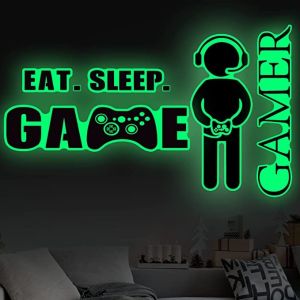 Veggklistremerke - Eat Sleep Game Gamer / Lyser i mørket