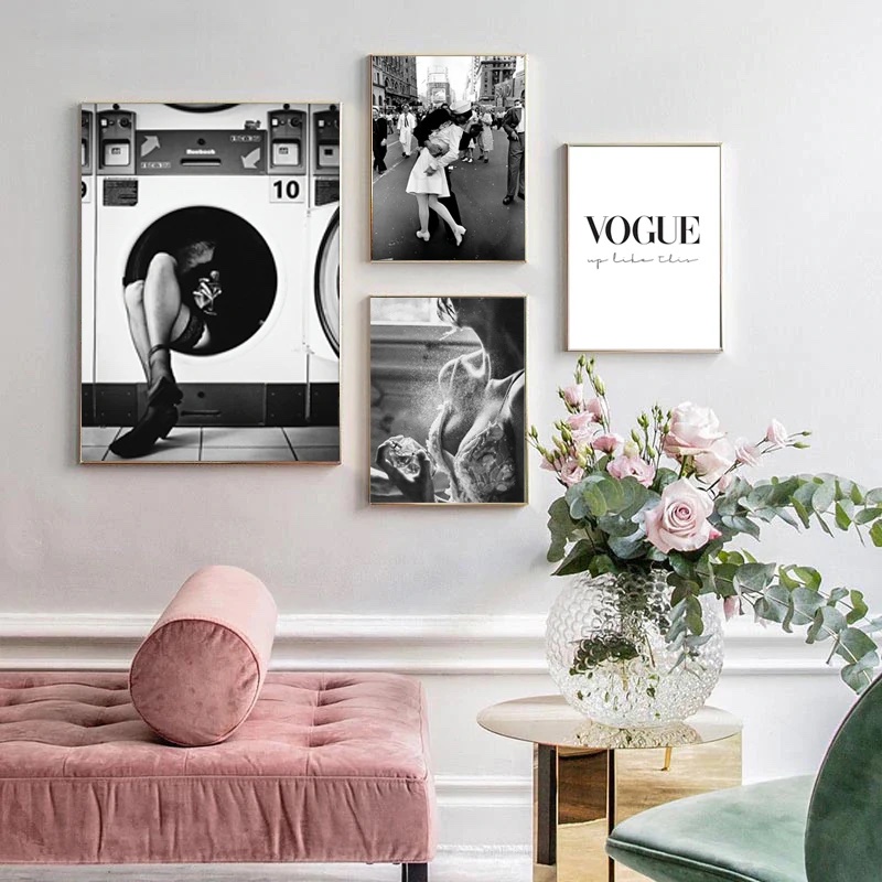 Plakat – Svart-hvitt motekunst / VOGUE / Sett av 4