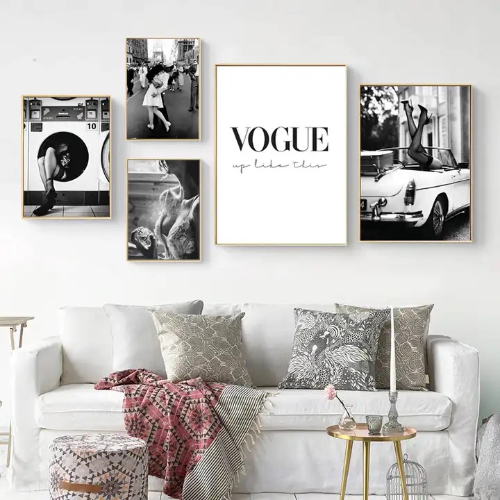 Plakat – Svart-hvitt motekunst / VOGUE / Sett av 5