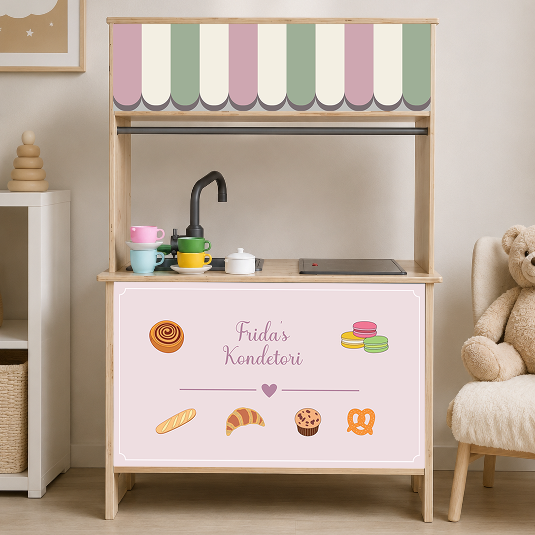 Selvklebende klistremerker for Ikea Duktig – personlige klistremerker for lekekjøkken – Kafé