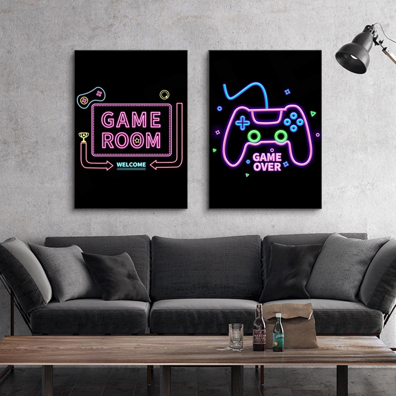 Plakater - GAME ROOM / Neon / sett med 2