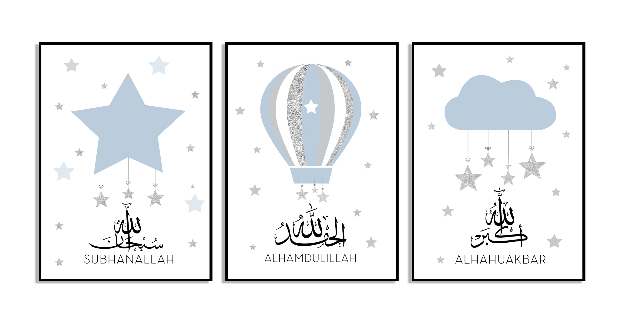 Plakater – Islamske barneplakat / blå/sett med 3