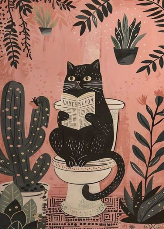 Katt på Toalett Plakat