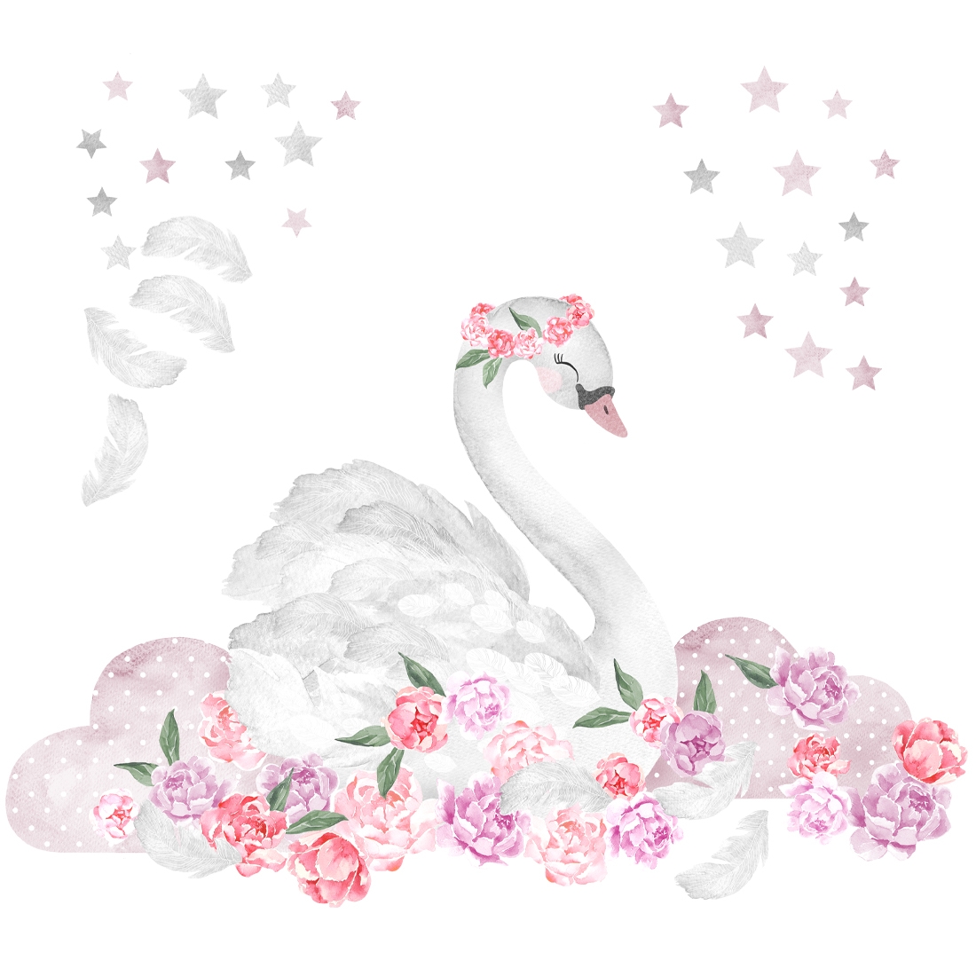 Veggklistremerke - Svane / Rosa
