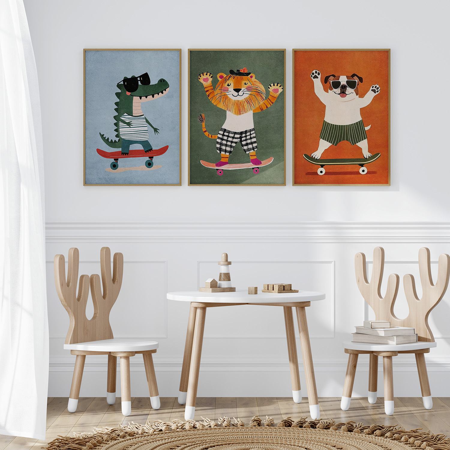 Plakat - Rullebrettdyr / Sett med 3