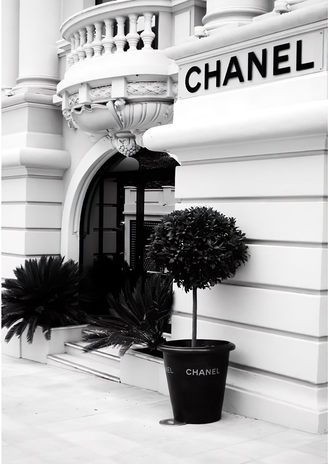 Chanel Inngang Svart og Hvit Plakat