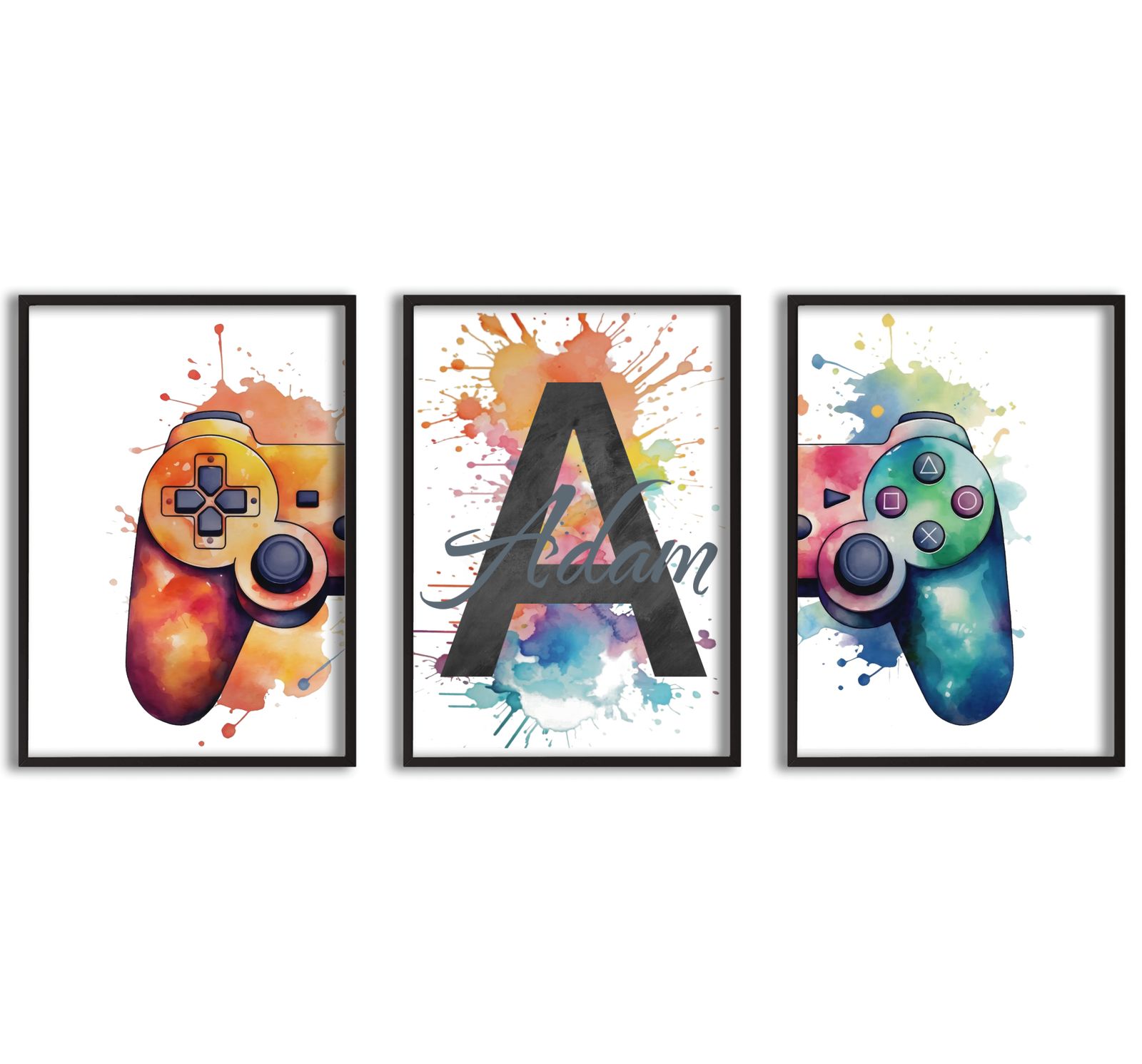Personalisert Plakat - Playstation Navneplakat - Sett med 3