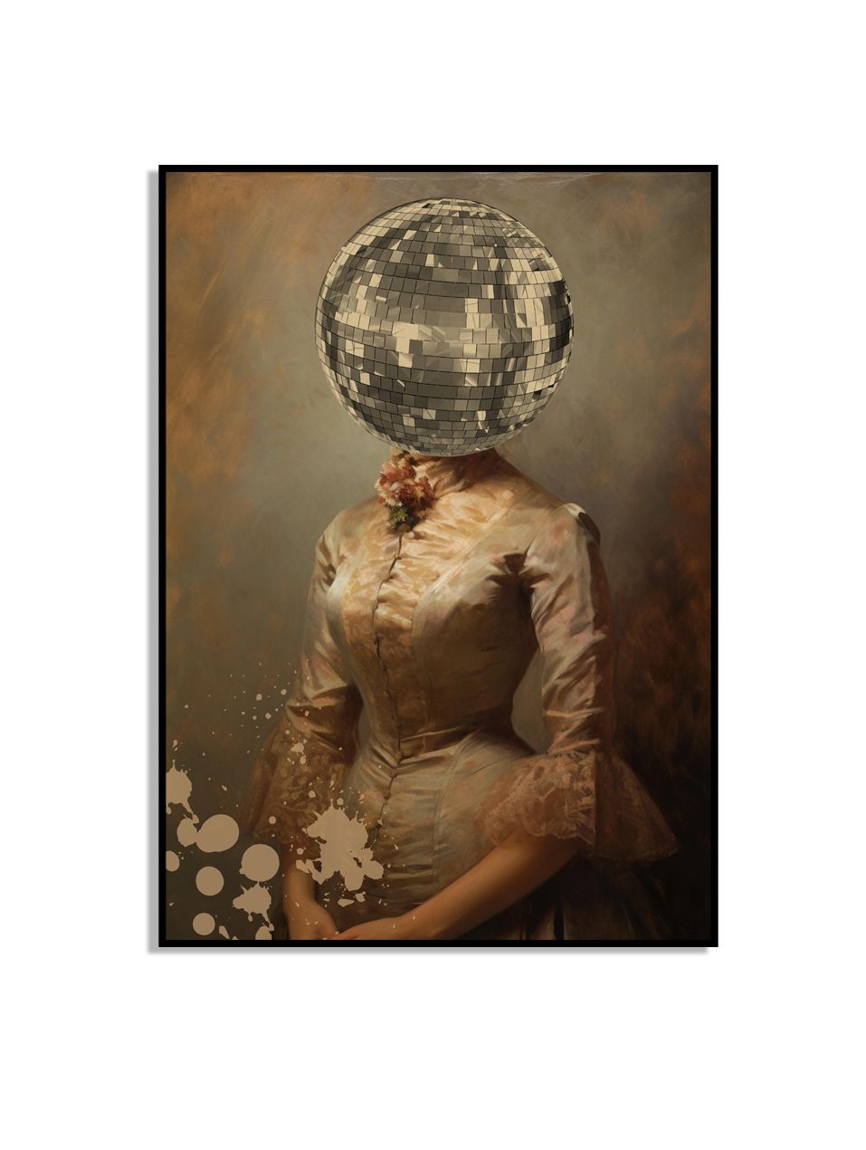 Vintage Dame med Diskokule Poster