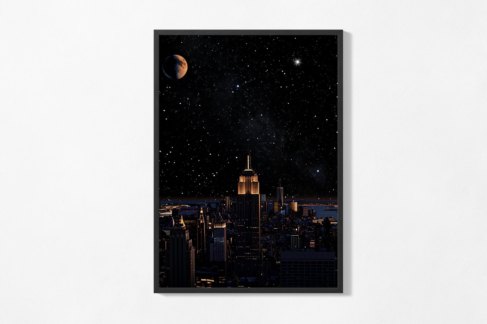 Plakat - New York Skyline om natten