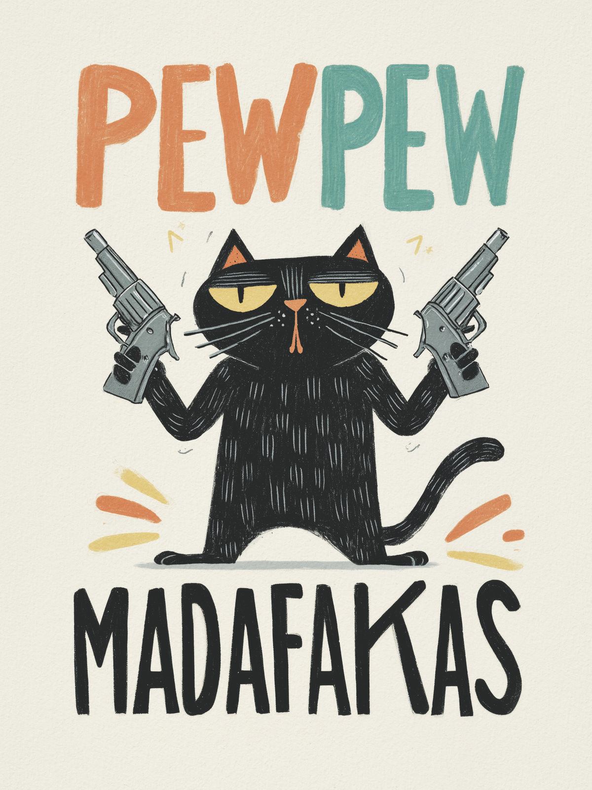 Plakat - Katt med pistoler