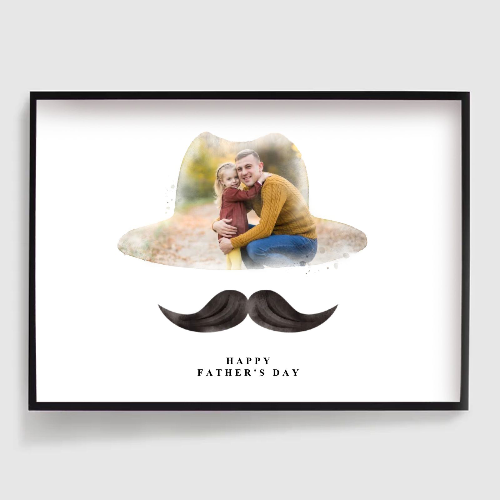 Personlig Plakat - Akvarell Farsdag Hatt & Bart - Bildeopplasting