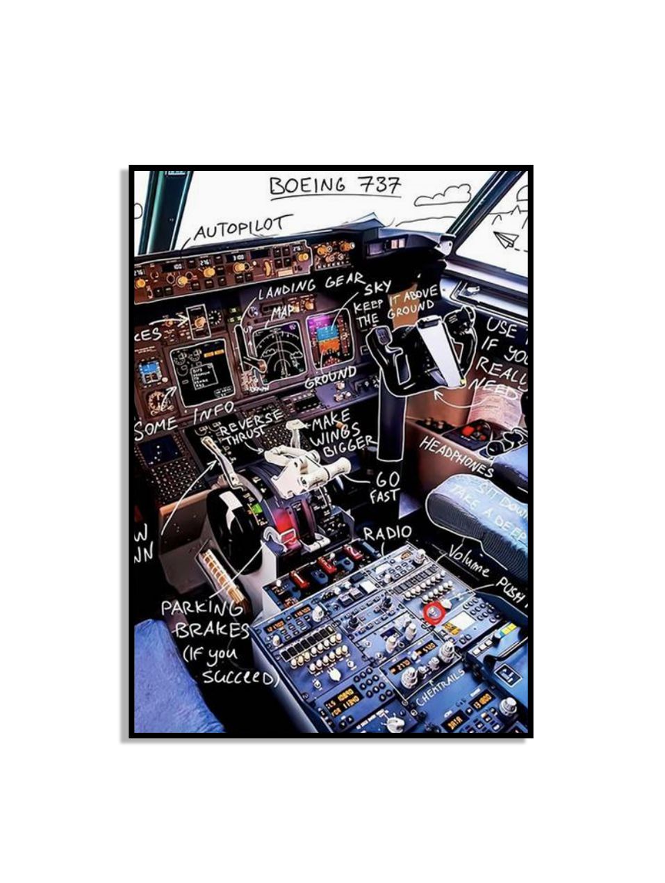 Boeing 737 Cockpit Veggplakat