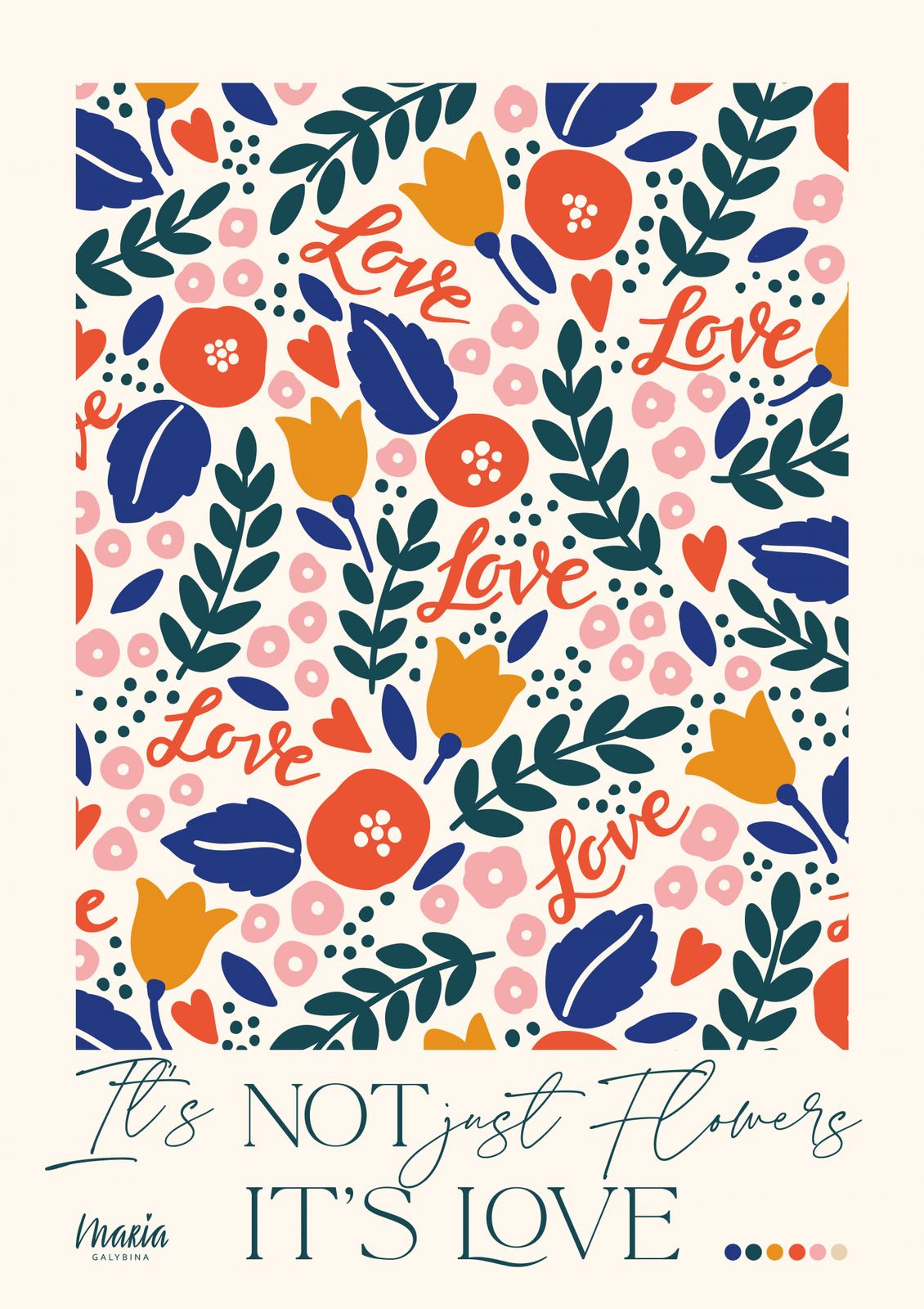 Plakat - Blomstrende Kjærlighetsdesign