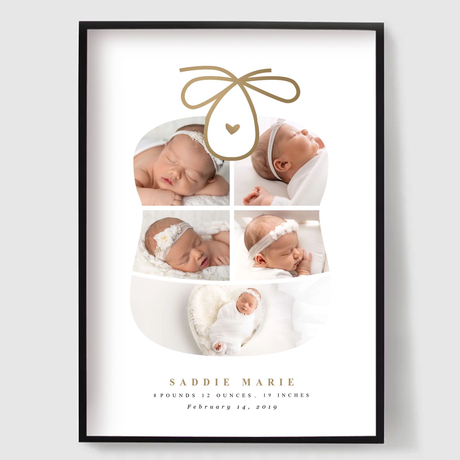 Personalisert Plakat - Baby Smekke Formet Collage - 5 Bilder