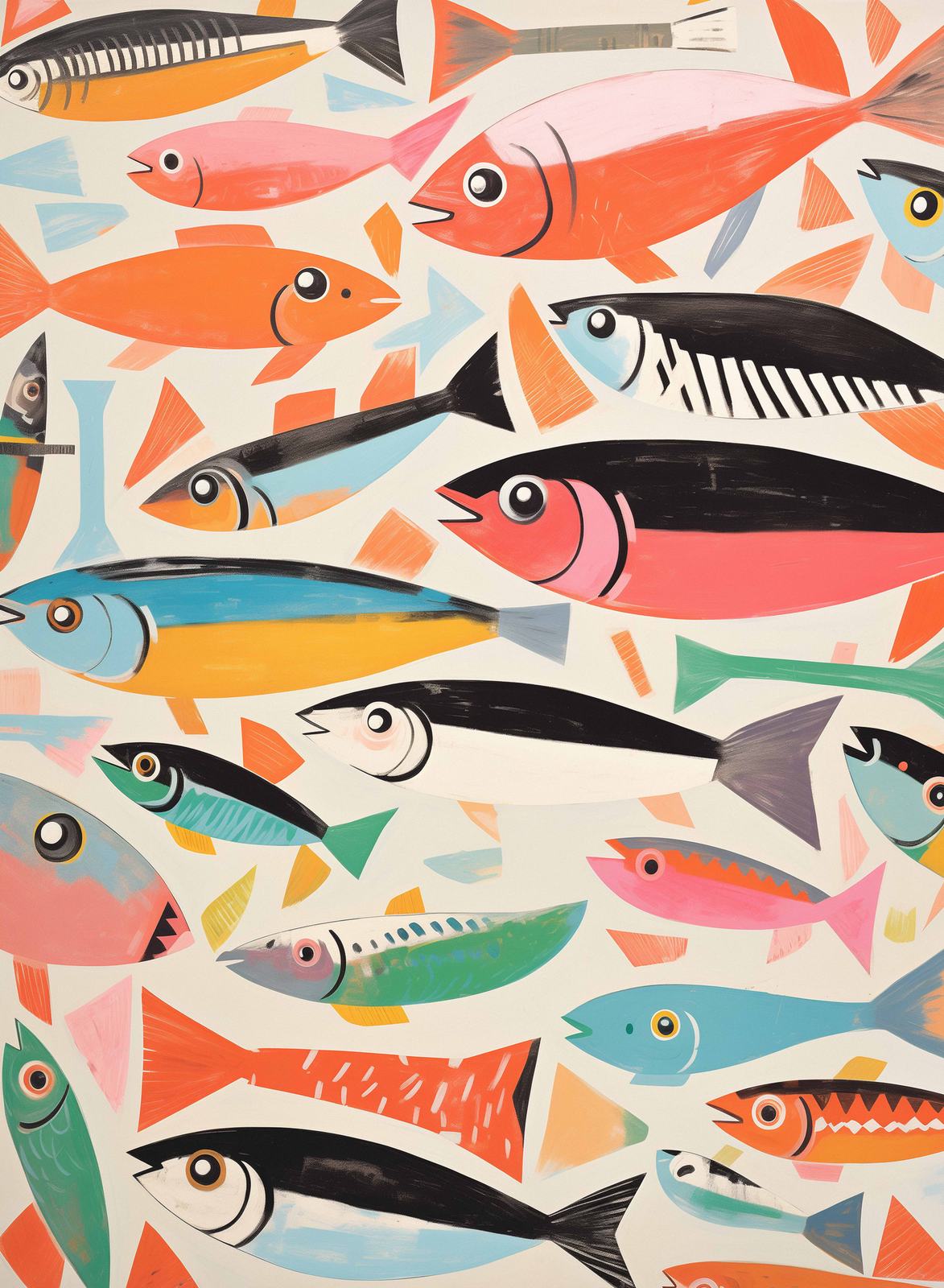 Plakat - Fargerikt Fiskedesign
