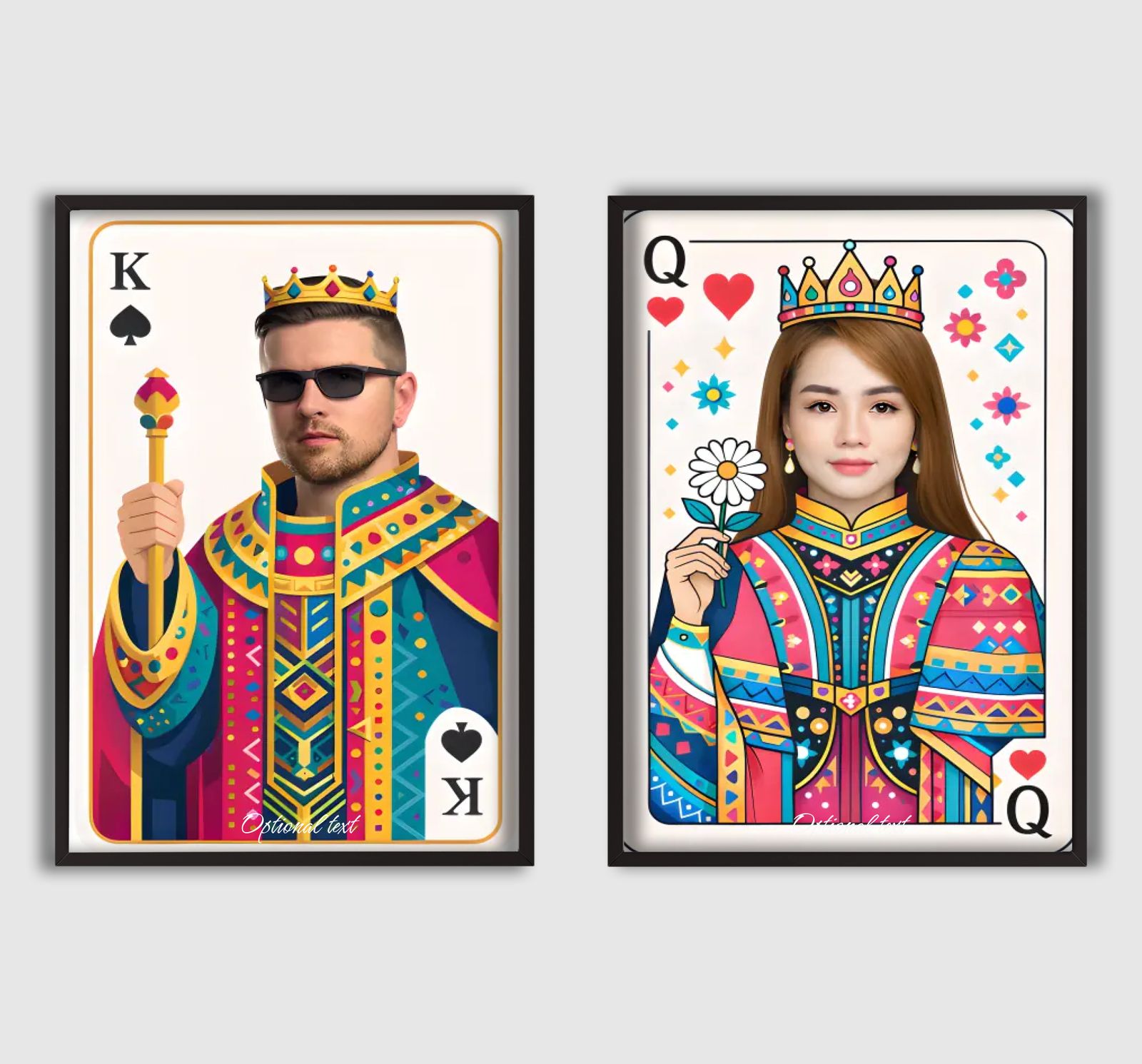 Personalisert Plakat - Konge & Dronning - Sett med 2 - AI Plakat
