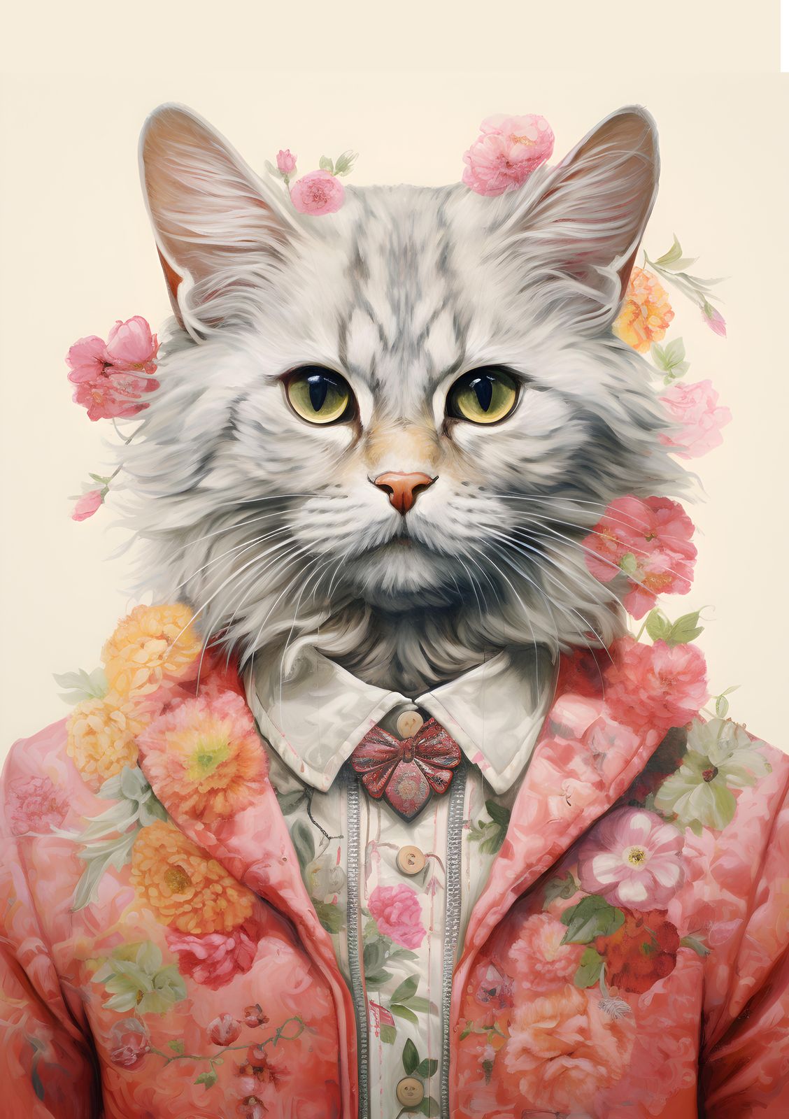 Plakat - Blomstrete Katteportrett