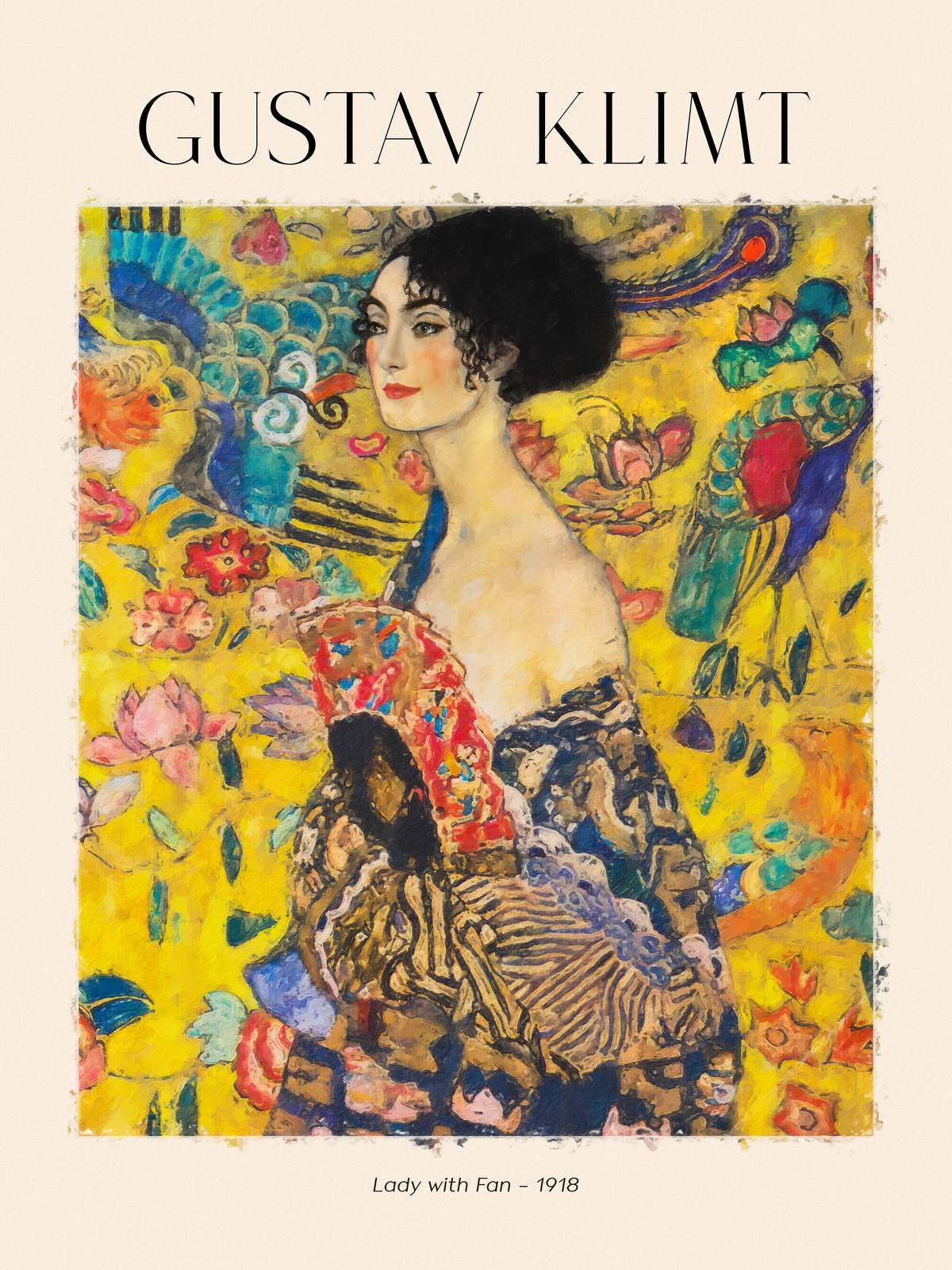 Plakat - Gustav Klimt Dame med vifte