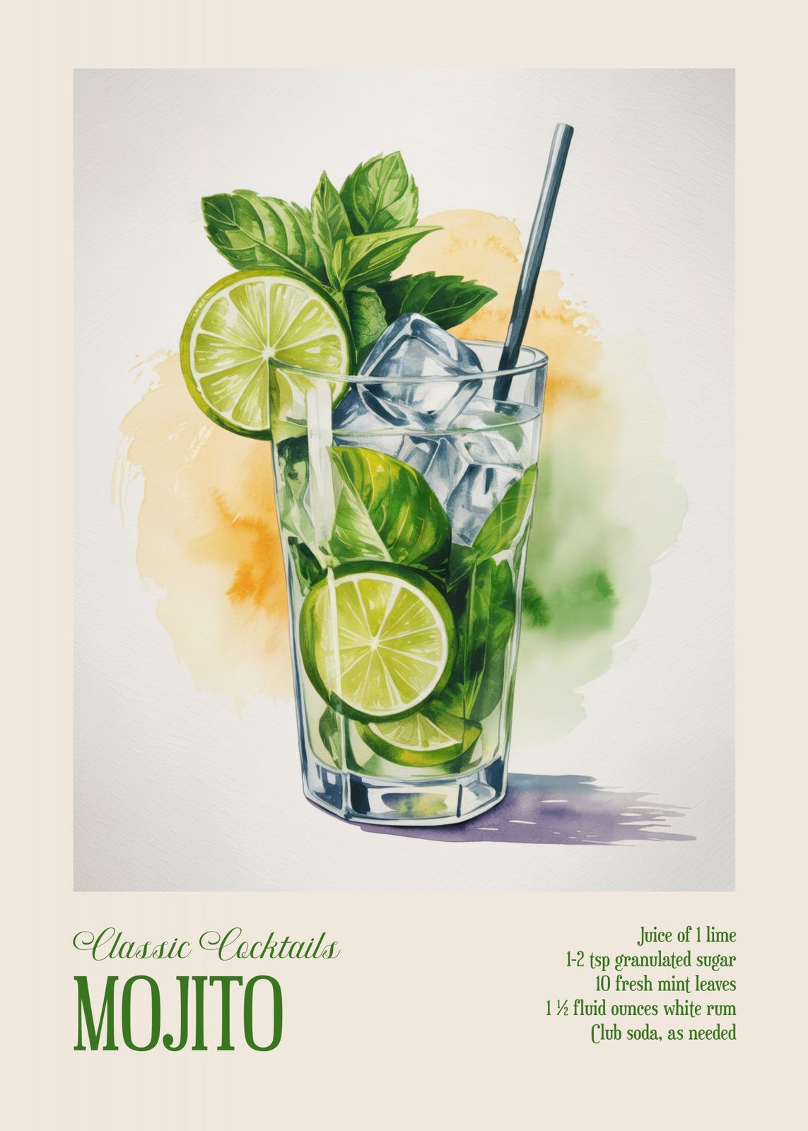 Plakat - Klassisk Mojito Cocktail Oppskrift
