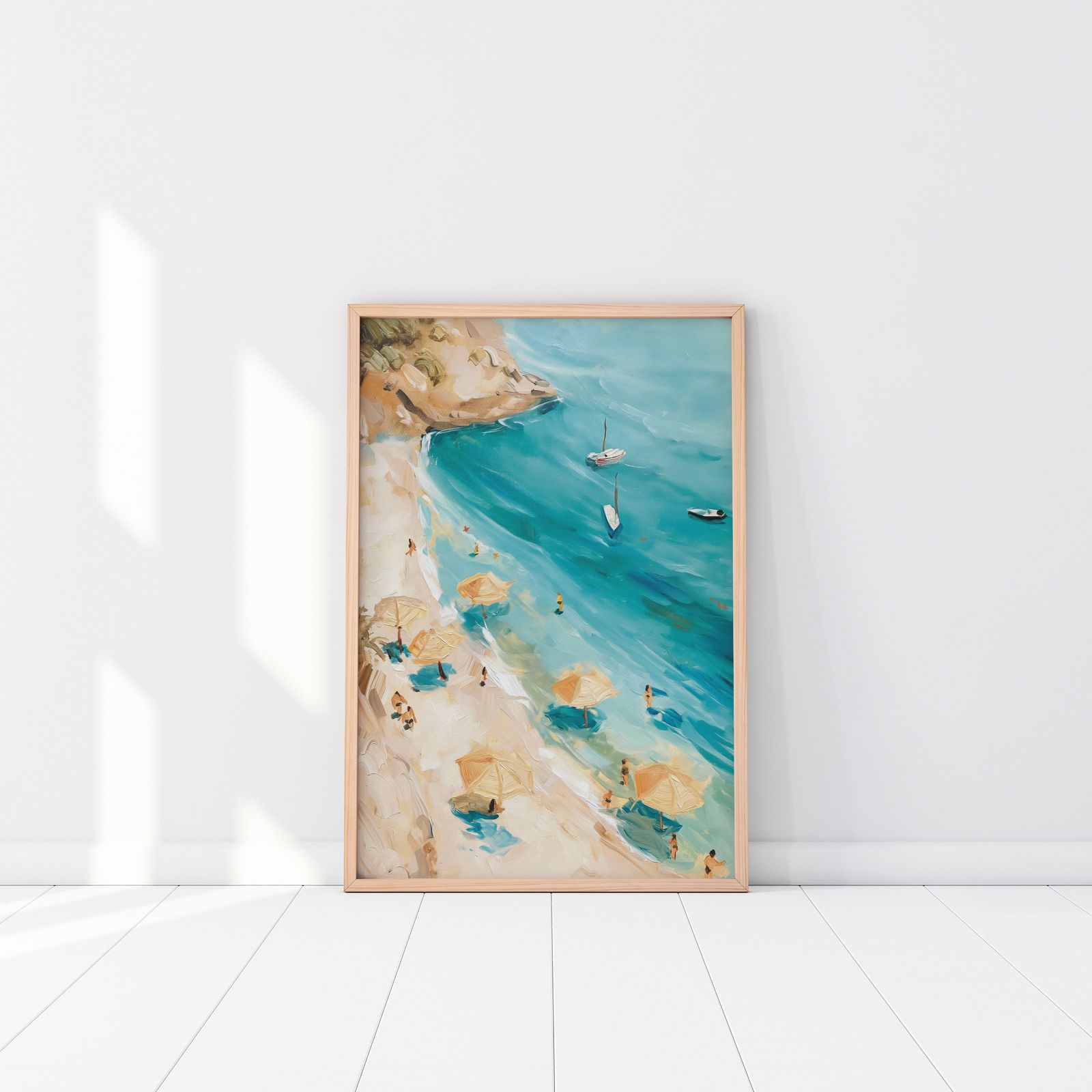 Plakat - Strandscene med båter