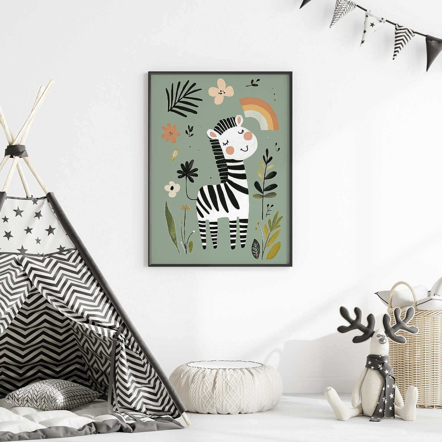 Plakat - Søte Zebra Jungel