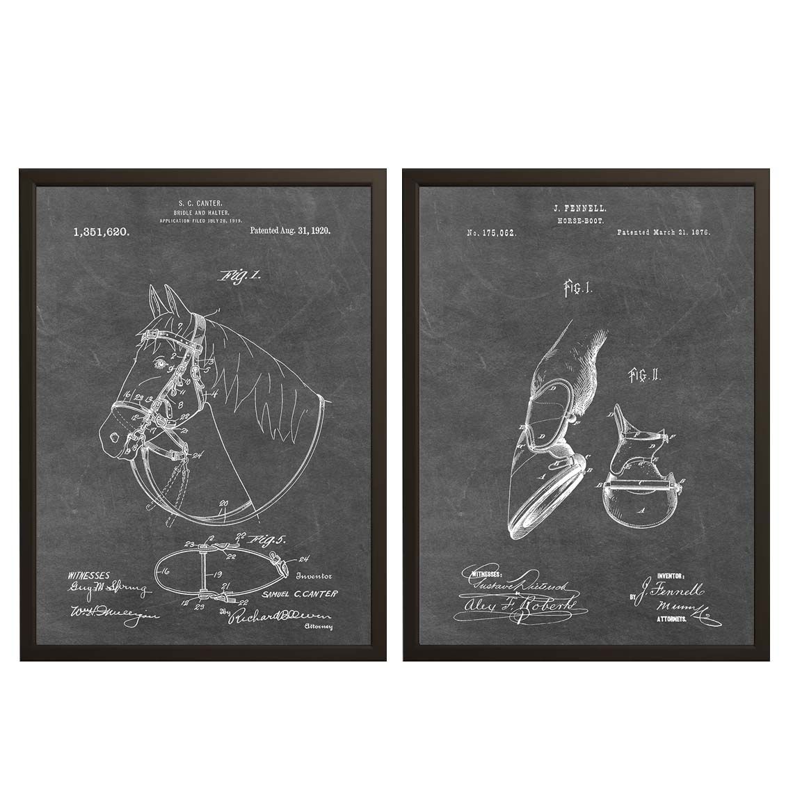 Patent Tegning Plakat - Hodelag og Tøyle / Sett med 2