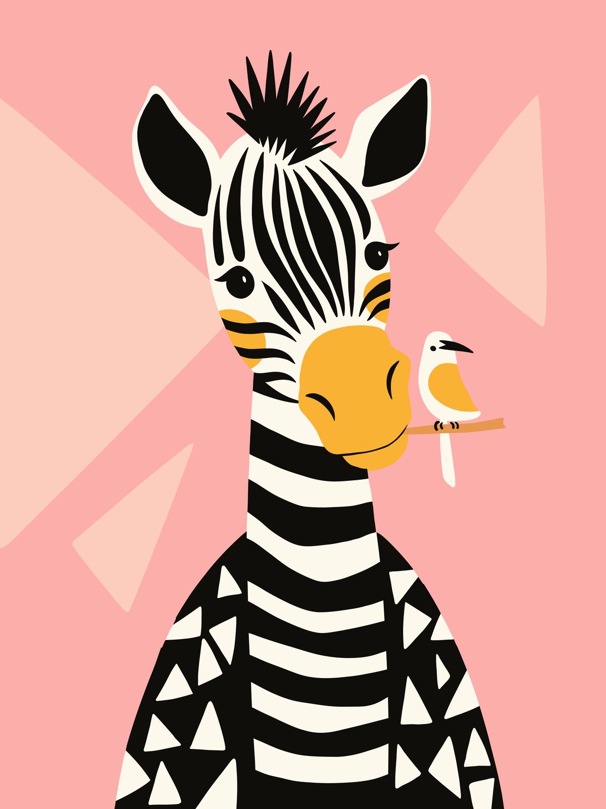 Plakat - Zebra og Fugl