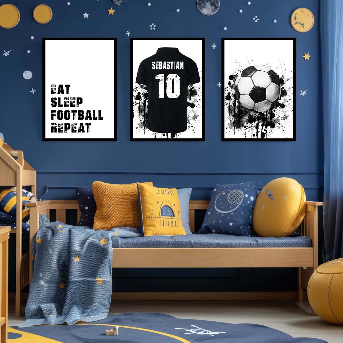 Personlig Plakat - Fotballtema / Sett med 3