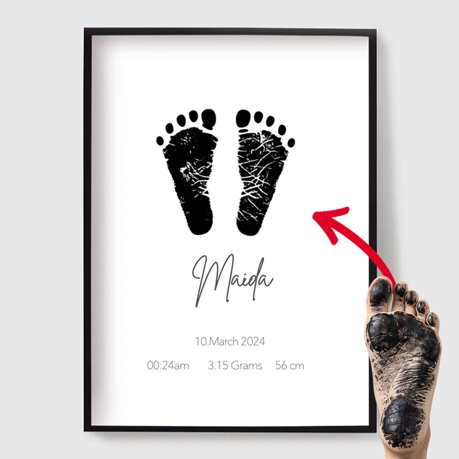 Personalisert Plakat - Babyfotavtrykk Fødselsplakat