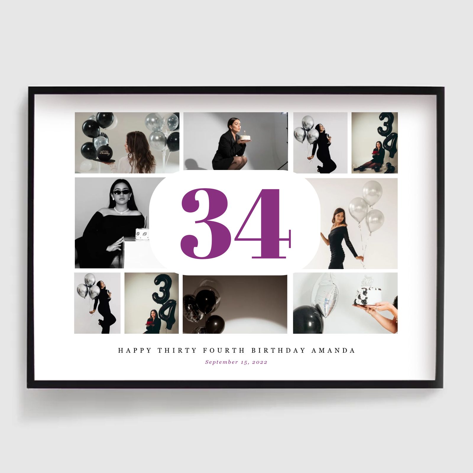 Personalisert Plakat - Moderne Bursdag Collage - 10 Bilder
