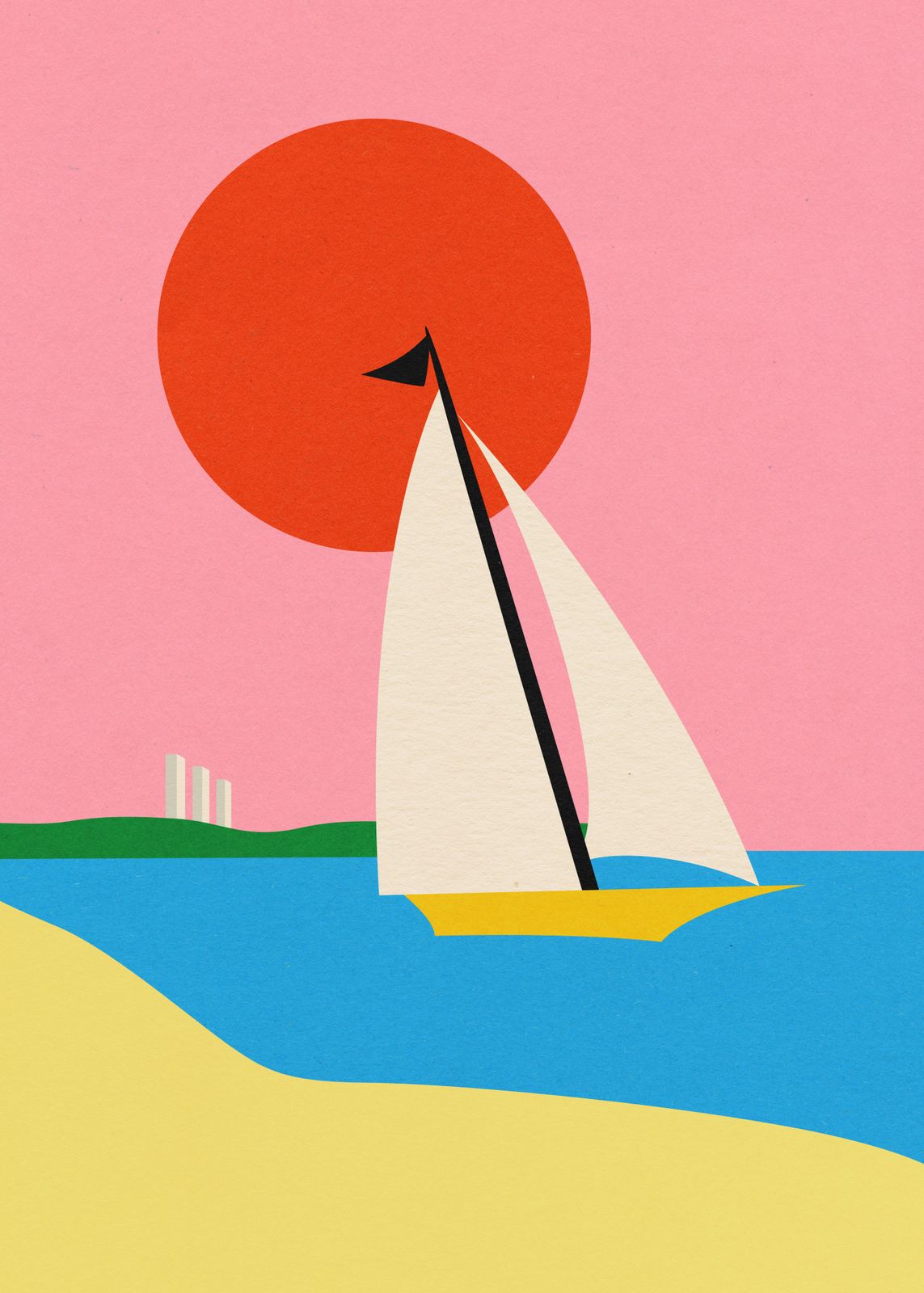 Plakat - Seilbåt med Sol