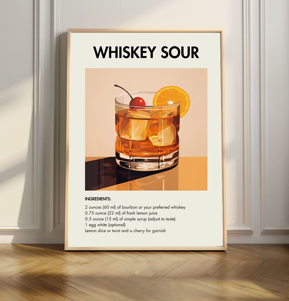 Whiskey Sour Oppskriftsplakat